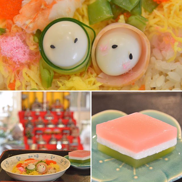 ひな祭り：雛寿司と菱羊羹でお祝い